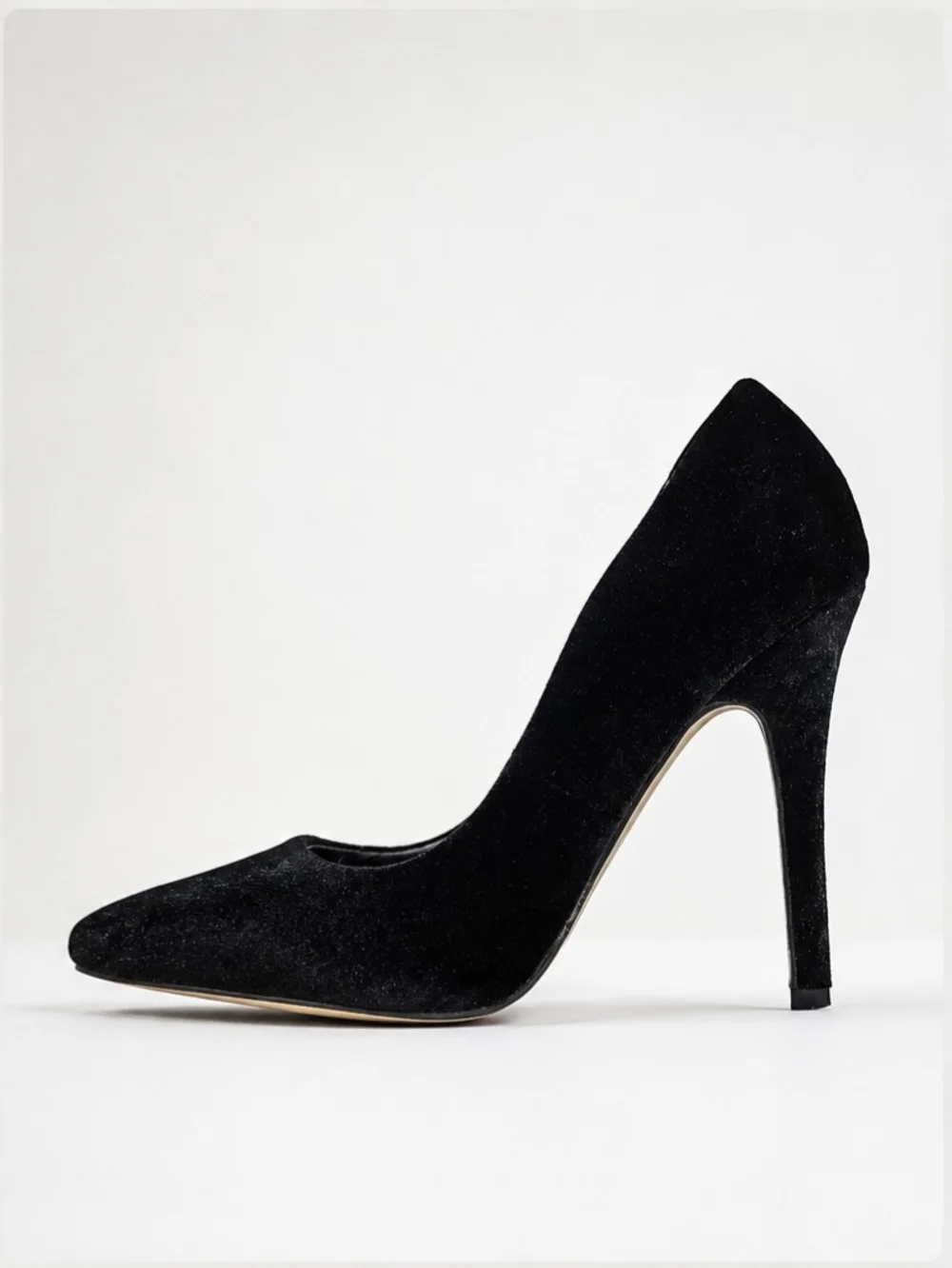 JustFab Black Velvet Pointed Stiletto Pump